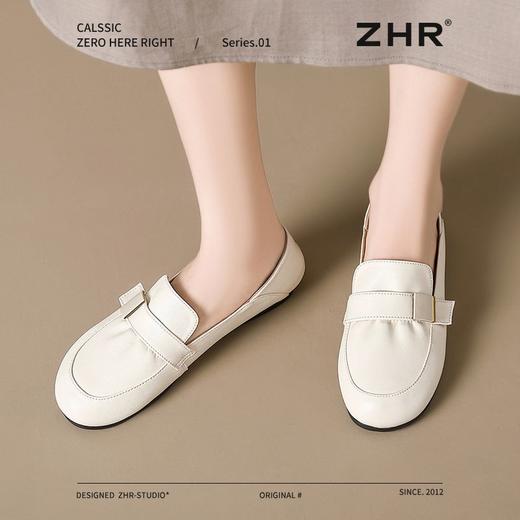 ZHR软底妈妈鞋一脚蹬乐福鞋2025夏新款平底百搭小皮鞋黑色工作鞋 商品图9