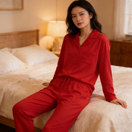 【鸿运棉莫 红红火火】SCHIESSER德国舒雅棉莫代尔中国红女士家居服套装，专为喜庆的日子而生31/25976H 商品图2