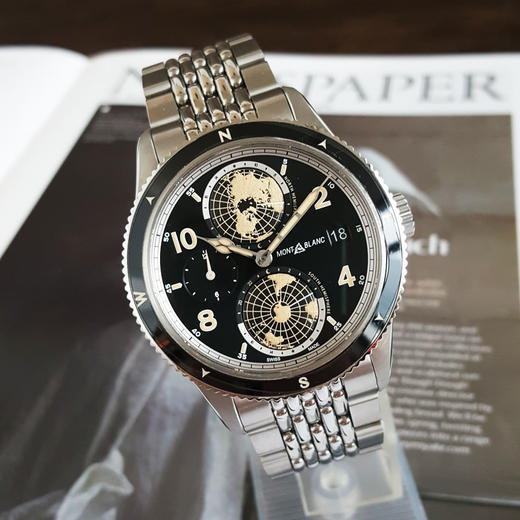 【98新（放置品）】Montblanc 万宝龙125872自动机械机芯日期显示、双时区42MM（男款）1858系列精钢130326NJS18 商品图4