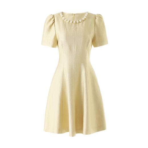 「高货wl」全新升级【铂金会员358/天猫479/差价121】(03147)洛诗琳气质珍珠领连衣裙2026春季法式泡泡袖收腰显瘦A字裙 商品图4