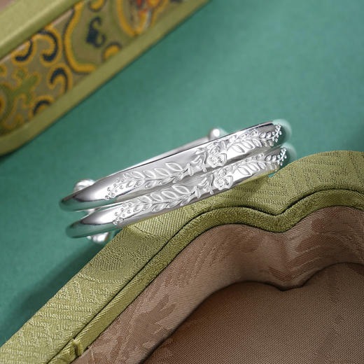 子佩集【穗穗清福】S999银童镯【YHSZ0138】儿童叶子麦穗2509 商品图1