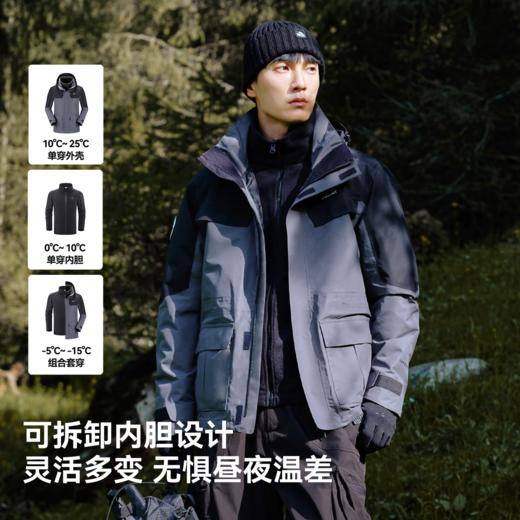 【山色】伯希和户外三合一冲锋衣男保暖摇粒绒内胆防暴雨登山服女 商品图4