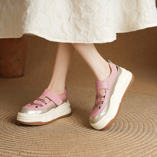 【预售7天】厚底增高编织镂空透气休闲鞋魔术贴单鞋MLD&A229 商品图5