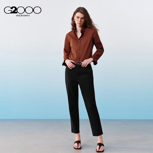 G2000女装SS26商场新款【荷叶立领/棉质弹性】甜美休闲长袖衬衫61243111 商品图3