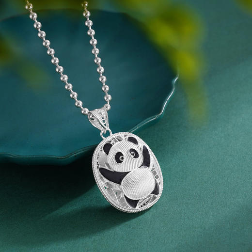 子佩集S990银【熊猫佩佩】情侣套链项链【DSDZ004】原创作品花丝珐琅彩双面吊坠2509 商品图1