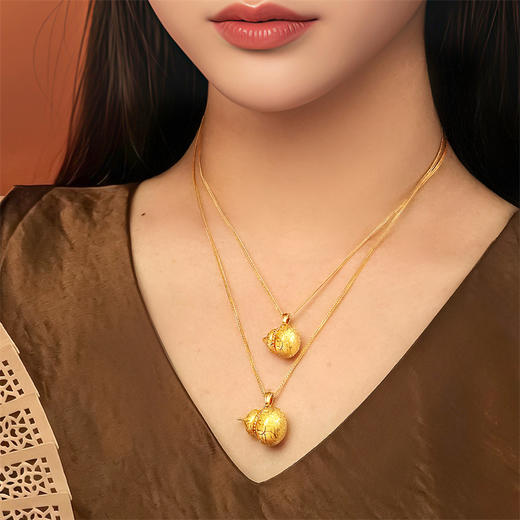【新品首发】足金铜钱纹葫芦套链【按克计价黄金2】MEMORA诗普琳GN267401、GN267402 商品图2
