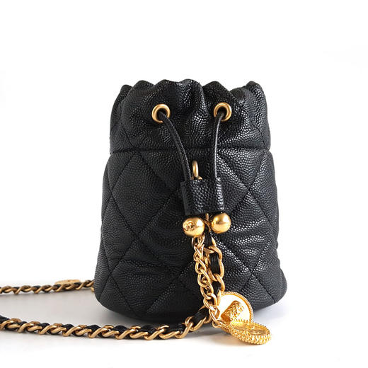 【95新】CHANEL香奈儿AP3111 B09805 9430523C黑金荔枝牛皮金币链条小水桶单肩包女士140326JJ13 商品图3
