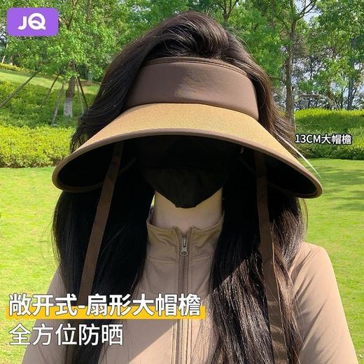【堪比防晒伞❗️全脸防晒空顶帽】全脸遮光大面积防护，不遮视线视野更开阔❗️遮侧脸护后颈，物理防晒更安心，护披肩防紫外线骑车草编空顶太阳帽可折叠L 商品图2