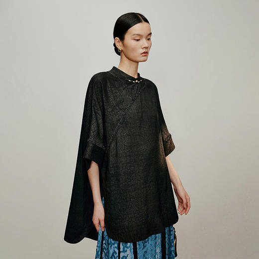 【林栖设计小店】风软流光|手工盘扣香云纱改良氅衣2026夏新款衬衣1962063 商品图1