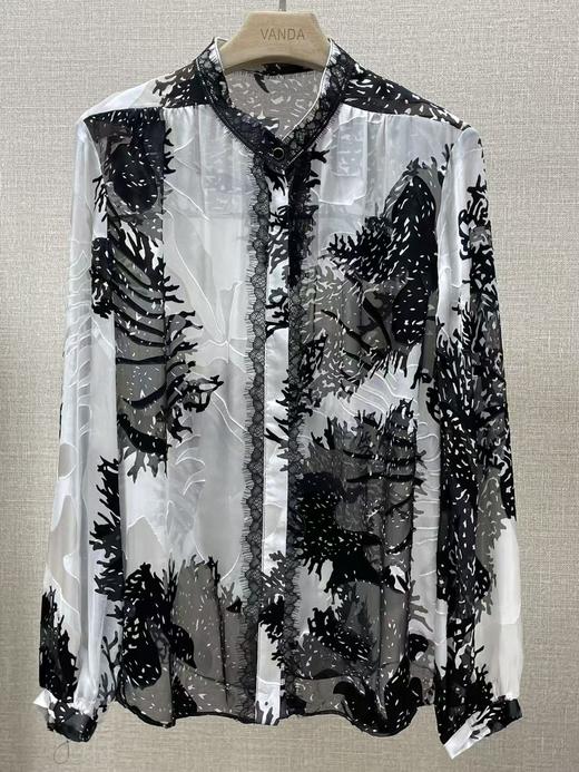 刺绣印花桑蚕丝上衣 商品图0