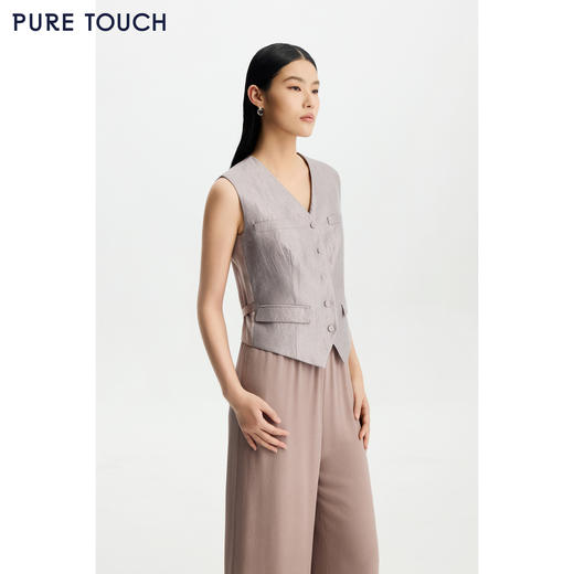 PURE TOUCH女装26春夏新款西装马甲珠光微闪收腰马夹无袖短上衣 商品图4