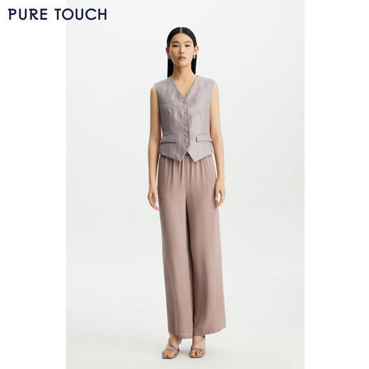 PURE TOUCH女装26春夏新款西装马甲珠光微闪收腰马夹无袖短上衣 商品图1