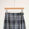 西子/查林十字格纹时尚百搭毛边皮扣侧开叉半裙女/BQHJ0511 商品缩略图1