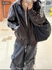 F0318109韩版仿皮立领美式复古三道杠学院风皮衣夹克外套 商品缩略图12