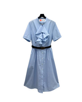 女款全棉立体花边衬衫裙la010