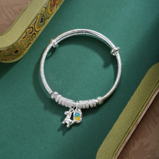 子佩集【马上幸福】S999银童镯【YHSZ0139】儿童珐琅彩平安儿童2509 商品图0