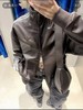 F0318109韩版仿皮立领美式复古三道杠学院风皮衣夹克外套 商品缩略图5
