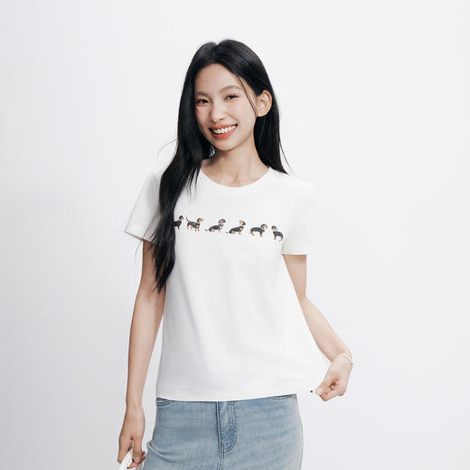 森马短袖T恤女夏季小狗印花套头衫个性气质女生趣味时尚休闲上衣 商品图2