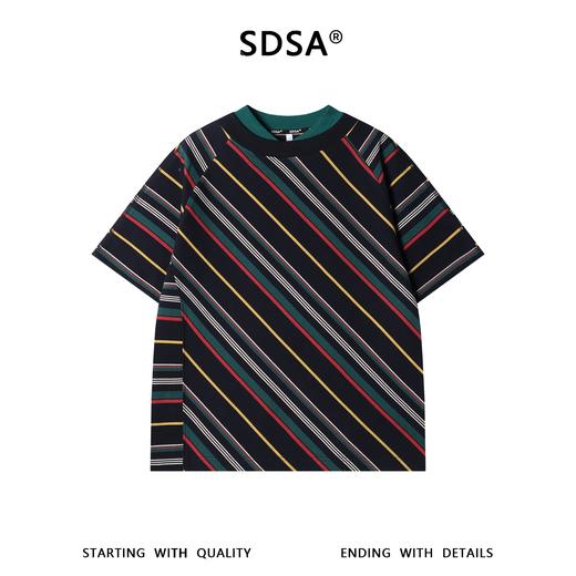 26T186SDSA男装2026新款高贵轻奢复古撞色斜纹短袖T恤拼接领口百搭时尚 商品图1