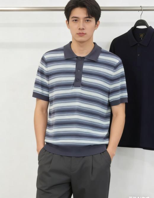 G2000男装SS26商场新款【BLACK】【桑蚕丝混纺/可机洗】舒适短袖POLO衫61471038 商品图0