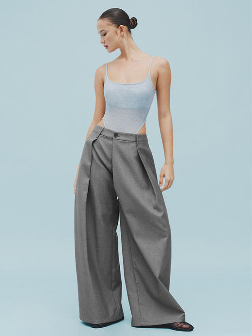 TR她热 薄荷牛奶 浅蓝色弹力蕾丝带胸垫百搭修身收腰吊带连体衣 商品图3