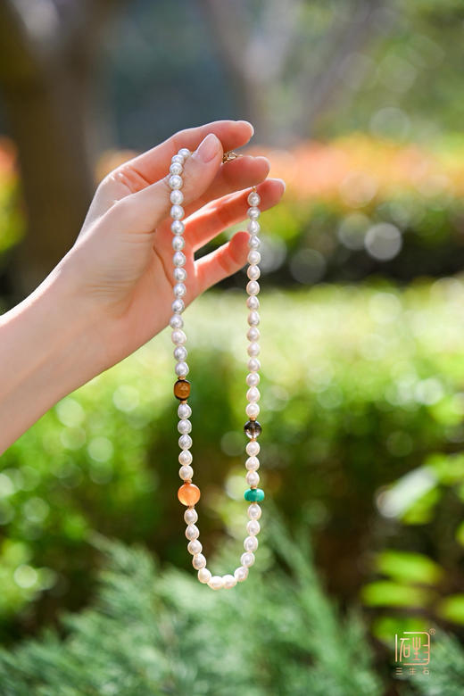 春日绽放 三生石吾行能量彩宝珍珠项链 商品图0