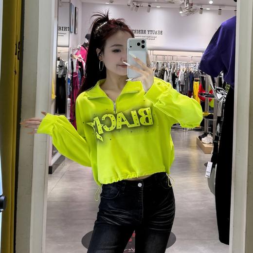 NC拉链立领印字母短款卫衣60105（绿）春季161011800321 商品图0