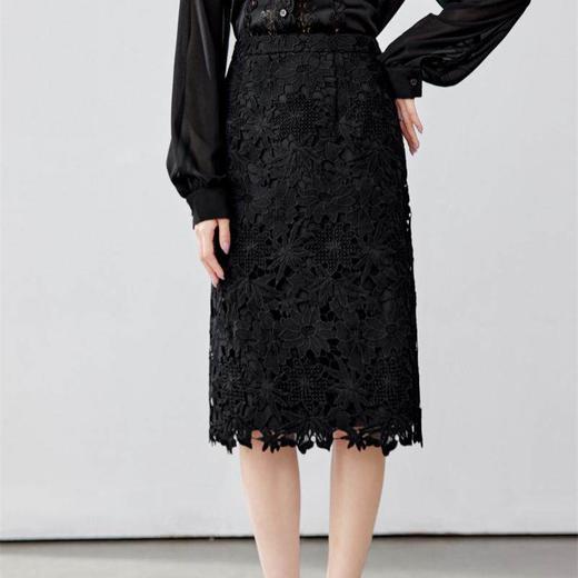 「自」全新升级【铂金会员183/天猫249/差价66】(12057)洛诗琳轻奢蕾丝半身裙女2026春季新款气质高腰显瘦直筒裙 商品图4