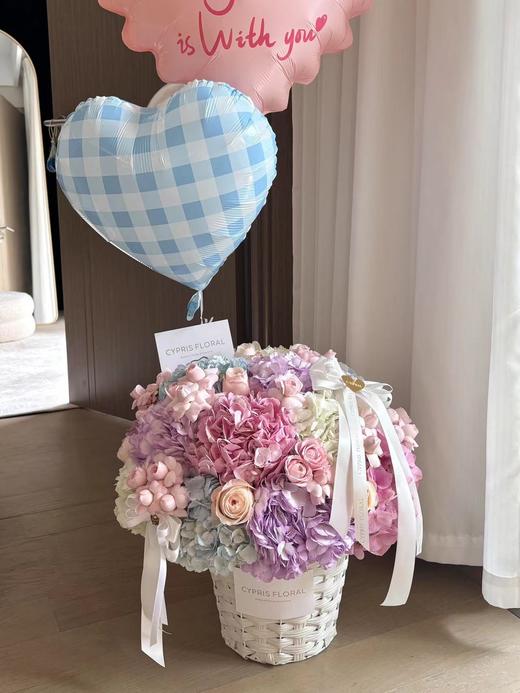 白色仿藤抱抱花篮 商品图3