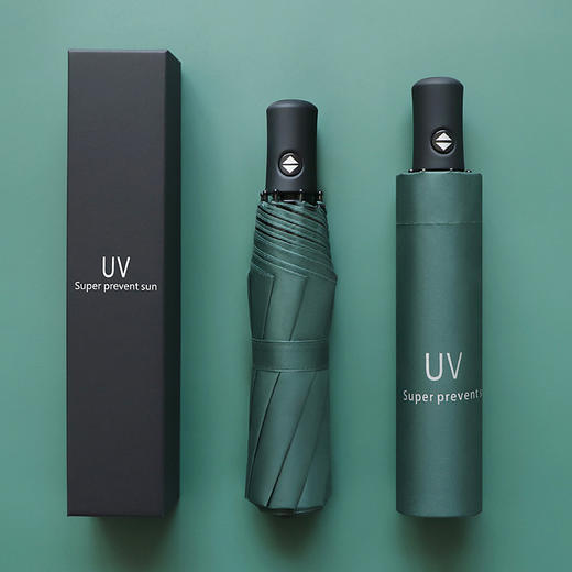 【自动晴雨伞防晒遮阳三折雨伞】折叠 UV黑胶太阳伞，春夏必备 商品图0