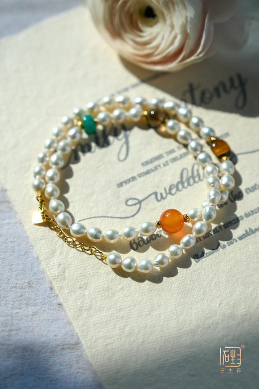 春日绽放 三生石吾行能量彩宝珍珠项链 商品图3