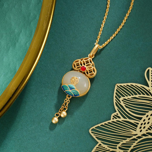 子佩集S925银【云开福至】套链项链【DZ05287】和田玉镀金国潮2509 商品图2