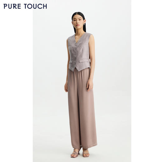 PURE TOUCH女装26春夏新款西装马甲珠光微闪收腰马夹无袖短上衣 商品图3