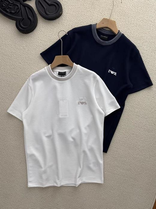 F0318125新款情侣款珠地纯棉时尚百搭圆领刺绣短袖薄T恤 商品图0