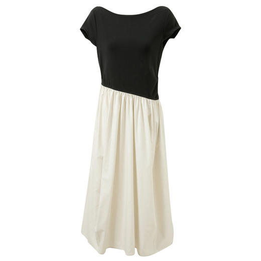 三彩2026夏季新款简约设计感假两件连衣裙一字领收腰A字长裙M 商品图4