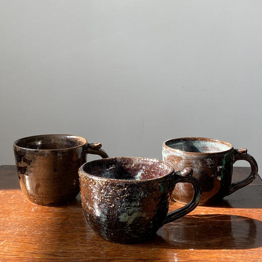 日本中古粗陶茶杯 带签章 X1526 商品图6