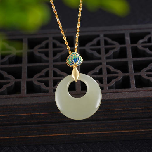 子佩集S925银【平安莲】套链【DZ05311】纯银古法银项链平安扣镀金2509 商品图2