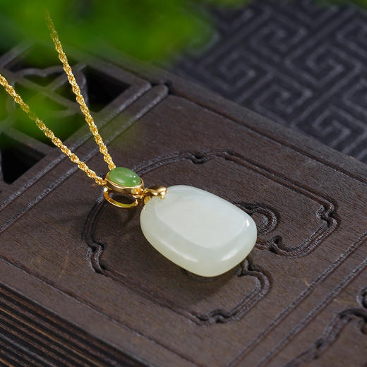 子佩集S925【白茶清欢】套链项链【DZ05154】纯银古法银和田玉2509 商品图2