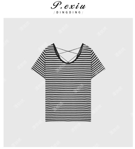 03-3潘依绣丁丁宠粉背后交叉设计款T恤Q74223 商品图0