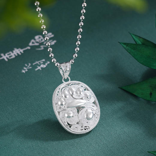 子佩集S990银【银杏寄情】情侣套链项链【DSDZ005】原创作品花丝珐琅彩双面吊坠2509 商品图2