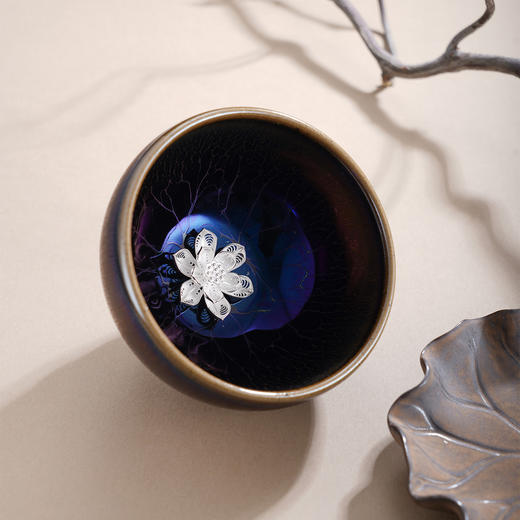 子佩集【福海鱼莲】S990银摆件【YSYCJ006】茶具品茗杯茶杯原创作品蓝色花丝莲花金鱼2509 商品图5