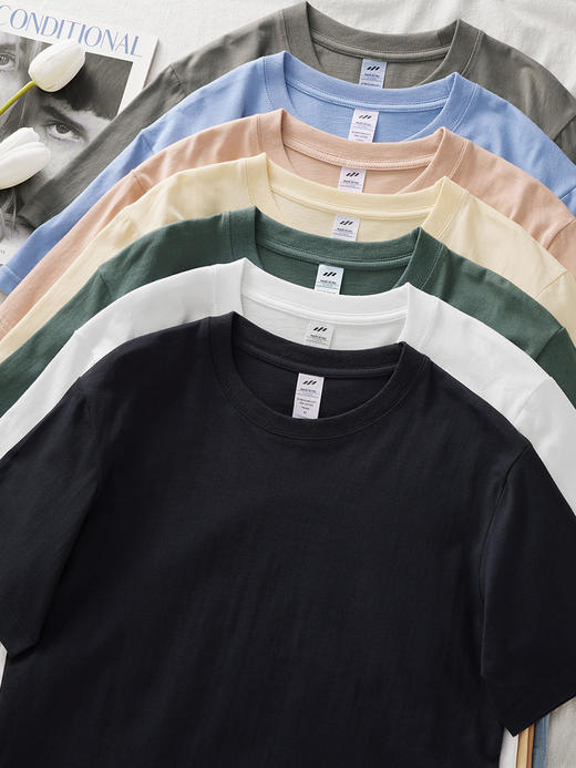 【69元3件】男女同款230克新疆纯棉短袖 基础百搭纯棉圆领T恤 商品图5