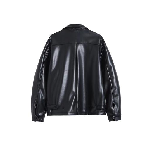 F031846春季新款简约大气纯色拉链翻领长袖皮衣单夹克外套 商品图1