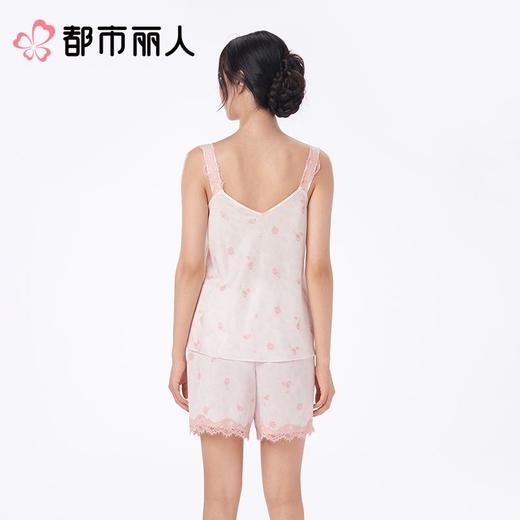 都市丽人睡衣女士睡衣薄家居服冰雪丝提花睡衣女士丝质吊带套装有杯垫吊带短裤LHC2E0 商品图2