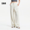 森马休闲裤女夏季肌理宽松打褶拖地裤半松紧腰松弛感工装风阔腿裤 商品缩略图1