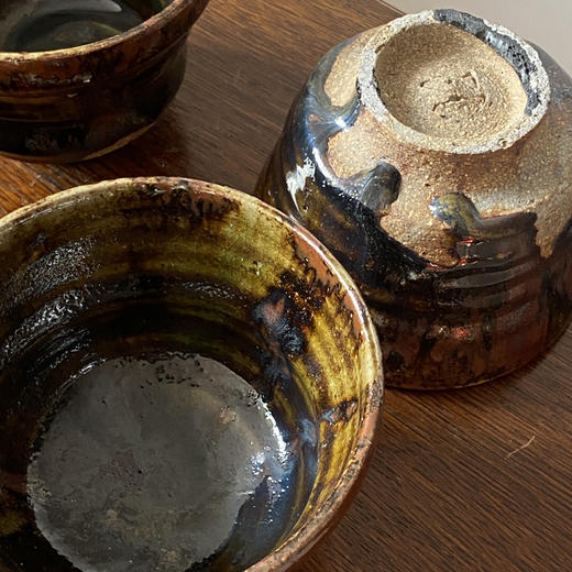 日本中古粗陶手作器皿 带签章 X1522 商品图2