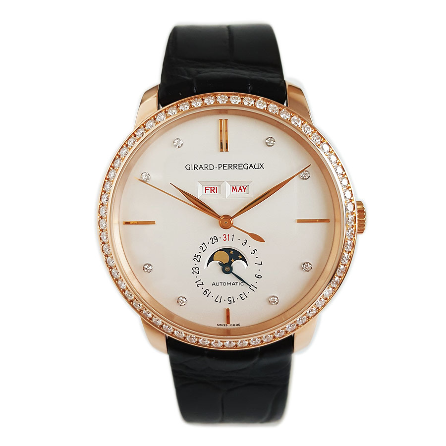 【95新】Girard-Perregaux 芝柏49535D52A1A1-BK6A自动机械机芯日期、星期、月份显示40MM（男款）1966系列18K玫瑰金；镶嵌钻石表圈090326TJ40