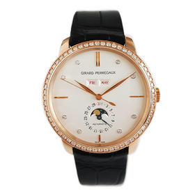 【95新】Girard-Perregaux 芝柏49535D52A1A1-BK6A自动机械机芯日期、星期、月份显示40MM（男款）1966系列18K玫瑰金；镶嵌钻石表圈090326TJ40