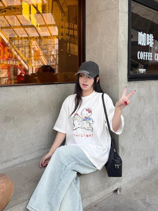 小马KT卡通印花学院减龄风小众设计休闲短袖T恤 商品图4