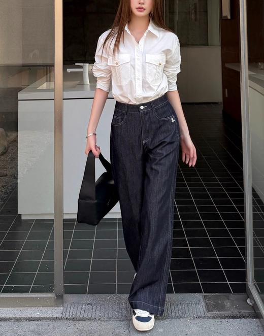 女款丝质牛仔裤阔腿长裤la008 商品图3